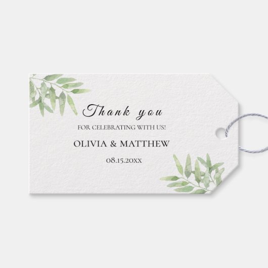 Greenery garden. Olive Branch bruiloft Bedankt Cadeaulabel (Voorkant (Horizontaal))