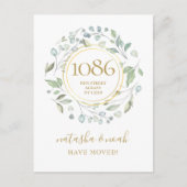 Greenery Garland Gold New Address We hebben Anno v Aankondigingskaart (Voorkant)