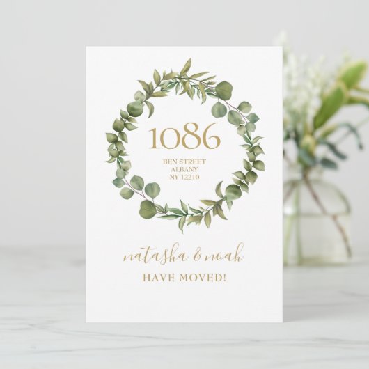 Greenery Garland New Address Moving Announance (Staand voorkant)