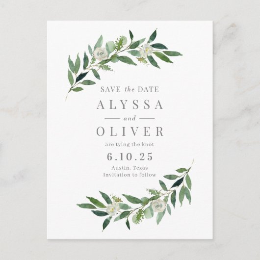 Greenery Geen foto Opslaan van de datum Briefkaart (Voorkant)