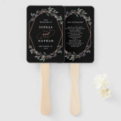 Greenery Geo Black | Roos Gold Wedding Handwaaier (Voorkant en achterkant)