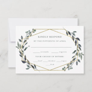 Greenery Geo   Goud-weddenschap RSVP Kaartje