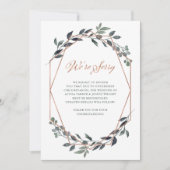 Greenery Geo | Roos Gold Wedding Annulering Kaart (Voorkant)