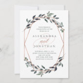 Greenery Geo | Roos Gold Wedding Kaart (Voorkant)