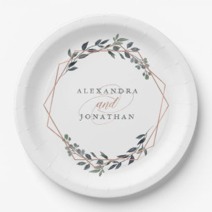 Greenery Geo   Roos Gold Wedding Papieren Bordje