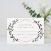 Greenery Geo | Roos Gold Wedding RSVP (Staand voorkant)