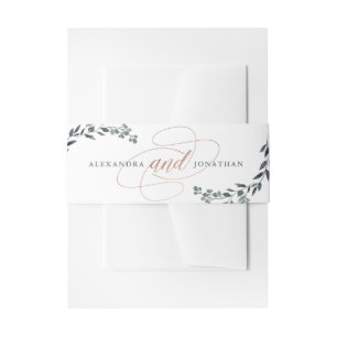 Greenery Geo   Roos Gold Wedding Uitnodigingen Wikkel