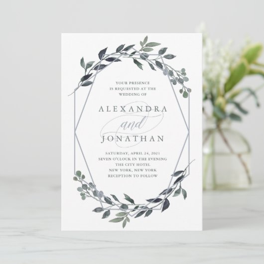 Greenery Geo | Zilverweddenschap Kaart (Staand voorkant)