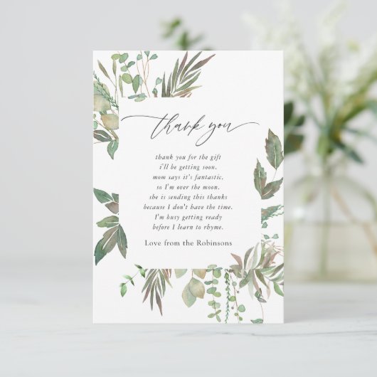 Greenery Geometric Baby shower Bedankkaart (Staand voorkant)