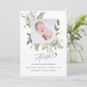 Greenery Geometric Birth Announcement Fotokaart Aankondiging (Staand voorkant)