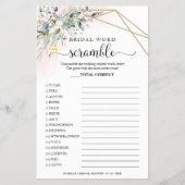 Greenery Geometric Bridal Word Scramble Game Flyer (Voorkant)