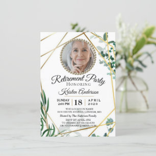 Greenery Geometric Retirement Party Invitation Kaart