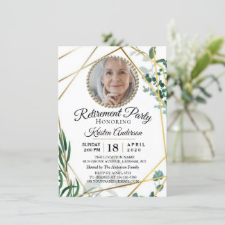 Greenery Geometric Retirement Party Invitation Kaart