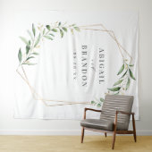 Greenery Geometric Rustic Wedding Photo Backdrop Wandkleed (In Situ (horizontaal))