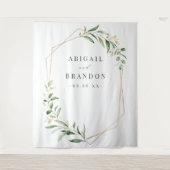Greenery Geometric Rustic Wedding Photo Backdrop Wandkleed (Voorkant)