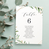 Greenery Geometric table number seating chart Kaart