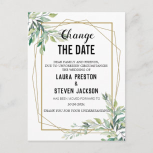 Greenery geometric verander de datum briefkaart