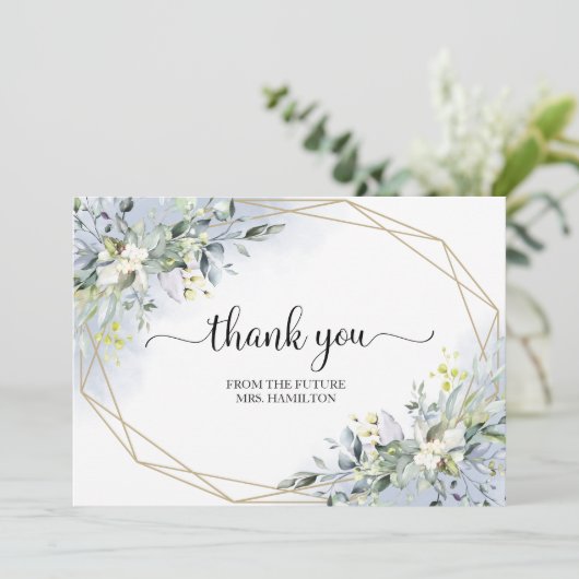 Greenery Geometric Vrijgezellenfeest Dank u Postca (Staand voorkant)