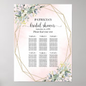 Greenery Geometric Vrijgezellenfeest Seating Chart Poster (Voorkant)