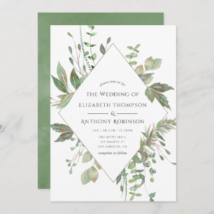 Greenery Geometric Wedding Kaart
