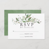 Greenery Geometric Wedding RSVP Kaartje (Voorkant / Achterkant)