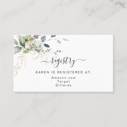 Greenery Gift Registry Enclosure Card Visitekaartje (Voorkant)