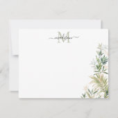 Greenery Gold Botanical Rustige Foliage Monogram Notitiekaartje (Voorkant)