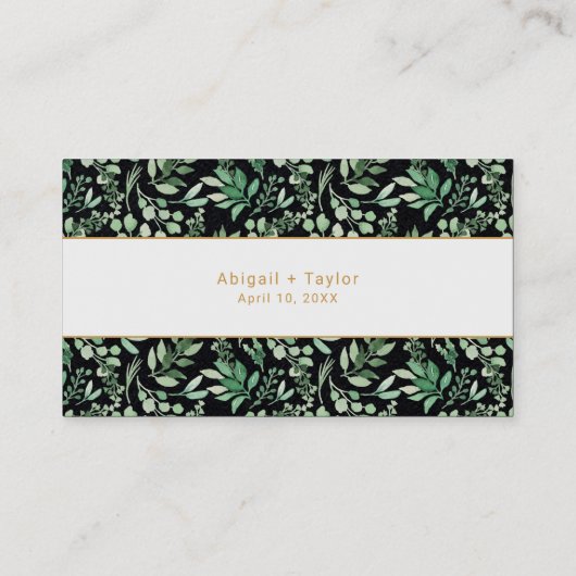 Greenery + Gold bruiloft website rsvp online kaart Visitekaartje (Achterkant)