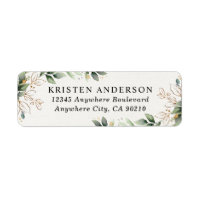 Greenery Gold Elegant Waterverf Boho Leaf Adres