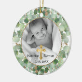 Greenery Gold Eucalyptus Baby Baptisme Foto Keramisch Ornament (Links)