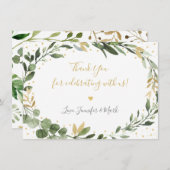 Greenery Gold Eucalyptus Baby shower Bedankkaart (Voorkant / Achterkant)