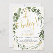Greenery & Gold Eucalyptus Baby shower Kaart (Voorkant)