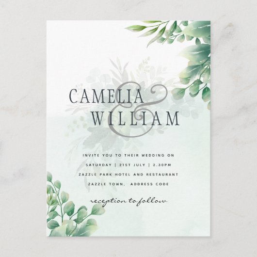 Greenery Gold Eucalyptus WEDDING QR CODE Modern Briefkaart (Voorkant)