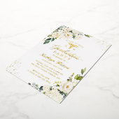 Greenery Gold Floral Nursing School Afstuderen Folie Uitnodiging (Gedraaid)