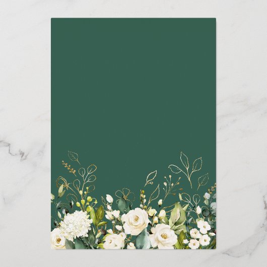 Greenery Gold Floral Nursing School Afstuderen Folie Uitnodiging (Achterkant)