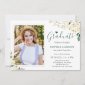 Greenery Gold Floral Photo Afstuderen Celebration Kaart (Voorkant)