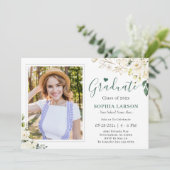 Greenery Gold Floral Photo Afstuderen Celebration Kaart (Staand voorkant)