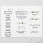 Greenery Gold Floral Tri+Fold Wedding Programme Flyer (Voorkant)