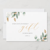 Greenery Gold Foil Baptism Invitation met foto Kaart (Achterkant)