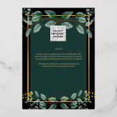 Greenery Gold Foil FOTO QR CODE Wedding Save Date Folie Uitnodiging (Achterkant)
