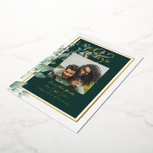 Greenery Gold Foil FOTO QR CODE Wedding Save Date Folie Uitnodiging (Gedraaid)