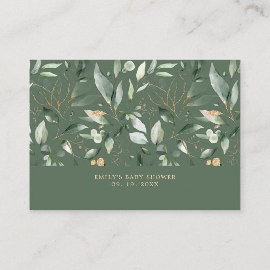 Greenery Gold Foliage Diaper Raffle Enclosure Kaar Informatiekaartje (Achterkant)