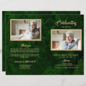 Greenery & Gold Funeral Program | Dienstenvolgorde (Voorkant / Achterkant)