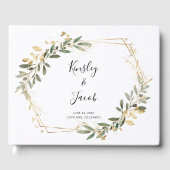 Greenery & Gold Geometric Boho Wedding Guest Book Gastenboek (Voorkant)