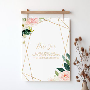 Greenery & Gold Geometric Elegant Date Jar Sign Poster
