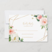 Greenery & Gold Geometric Elegant Floral Rsvp Card (Voorkant)