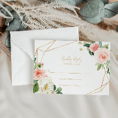Greenery & Gold Geometric Elegant Floral Rsvp Card