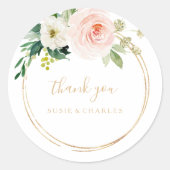 Greenery & Gold Geometric Elegant Hartelijk dank Ronde Sticker (Voorkant)
