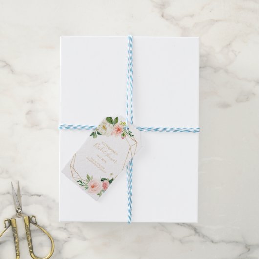 Greenery & Gold Geometric Elegant Vrijgezellenfees Cadeaulabel (Met Touw)