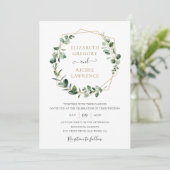 Greenery Gold Geometric Lijst Elegant Wedding Kaart (Staand voorkant)